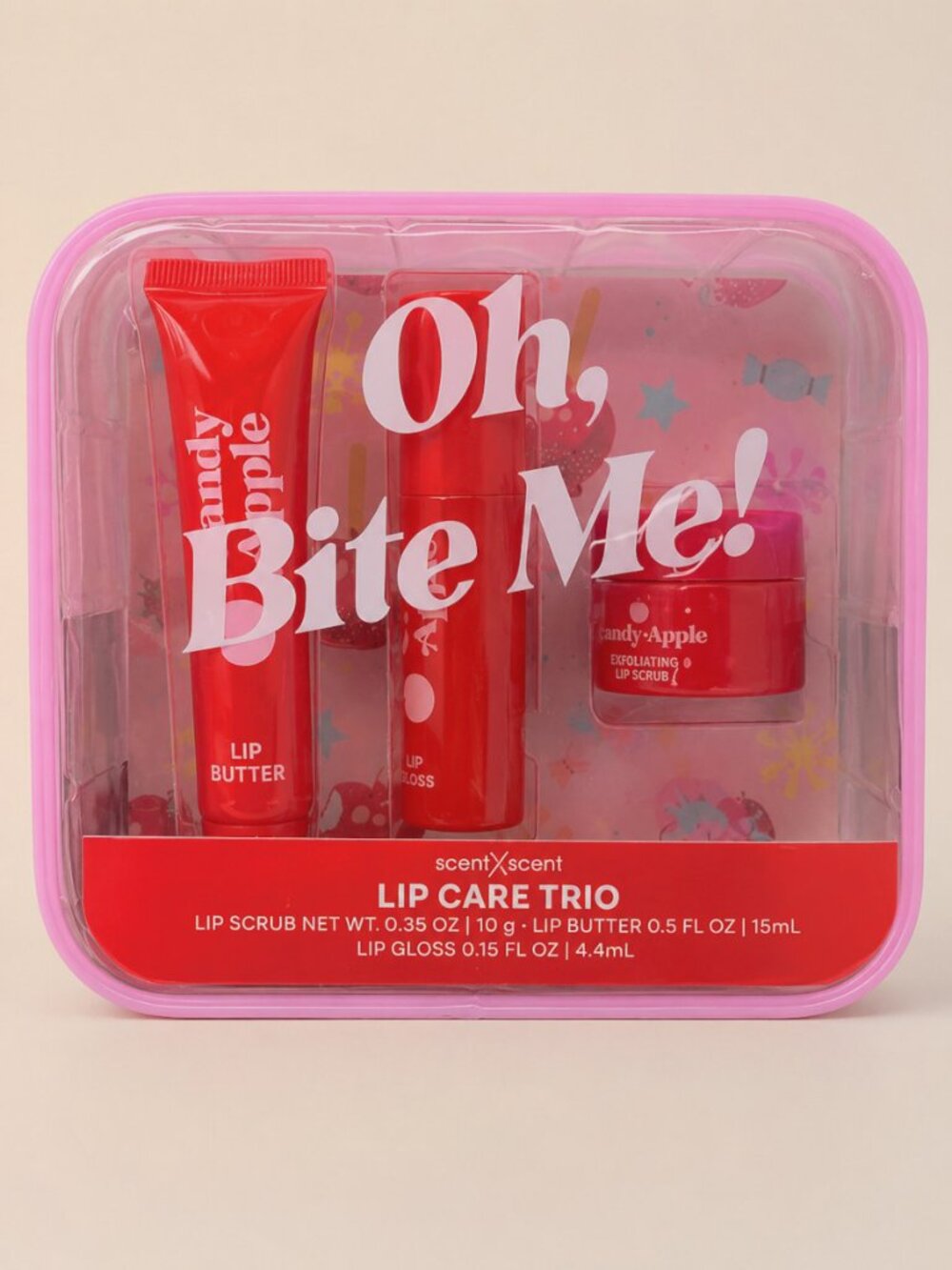 ScentXScent Oh, Bite Me! Candy Apple Lip Care Trio Gift Set NIP